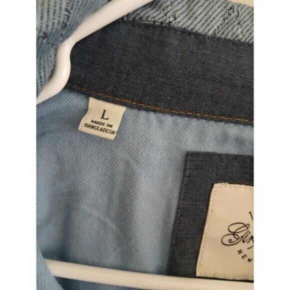 Jach’s Girlfriend Blue Button Front Quilted Demin Jacket Size L Casual Rustic - Picture 7 of 8